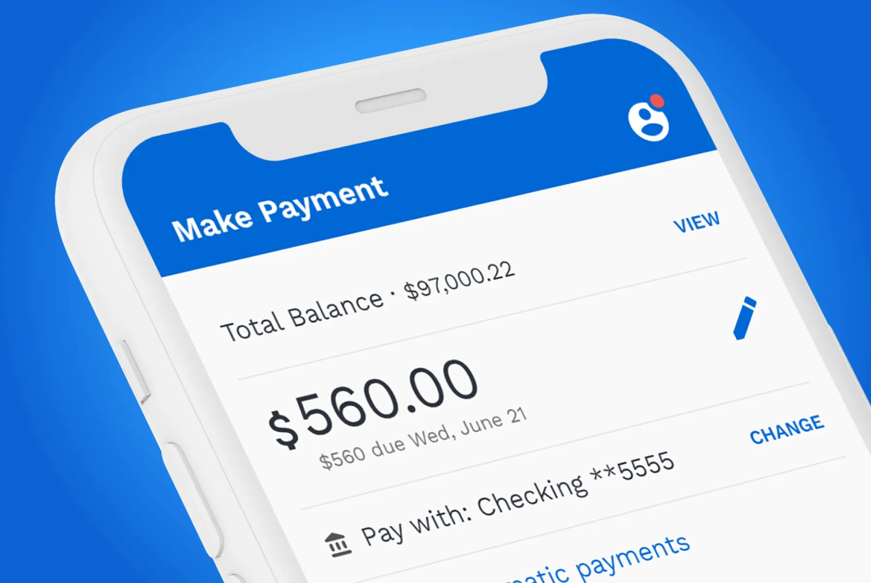 Fintech Make Payment screen on a mobile device