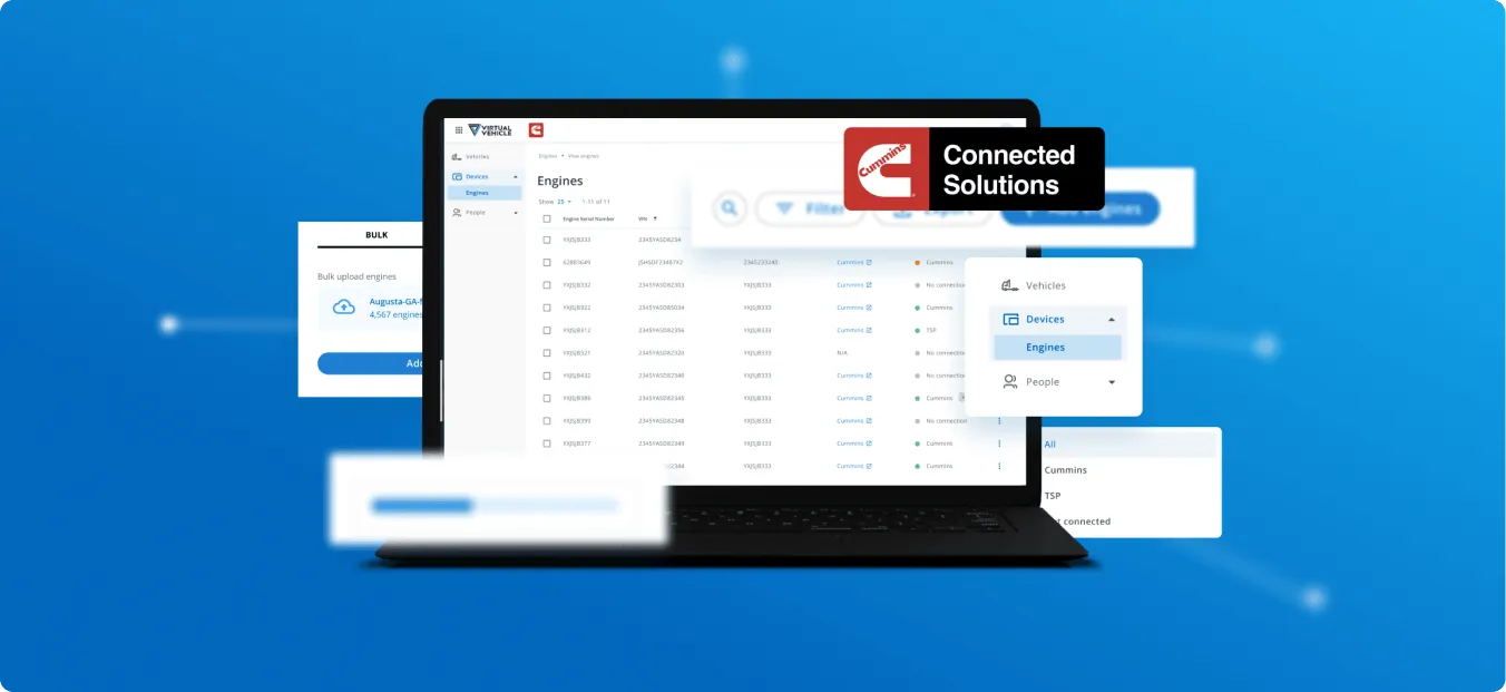 Virtual Vehicle platform showing Cummins Connected Solutions integration